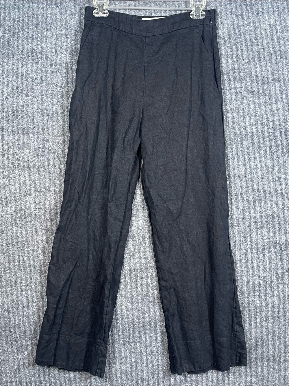 A&F Linen Collection Womens 27S Black Linen Wide Leg Pants Minimalist Lagenlook